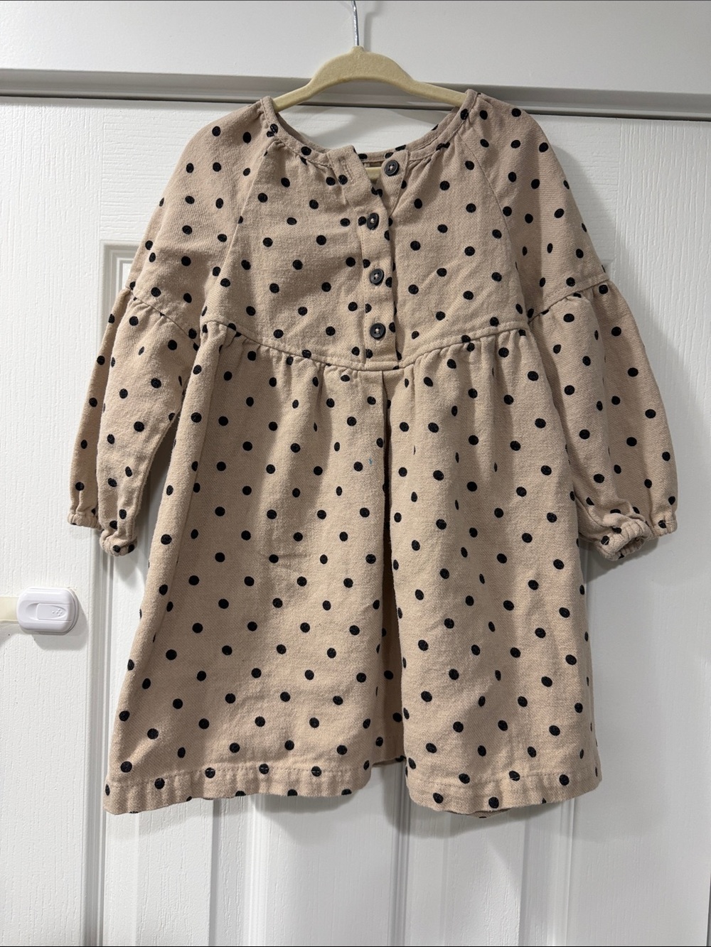 Zara Beige Dress with Black Polka Dots